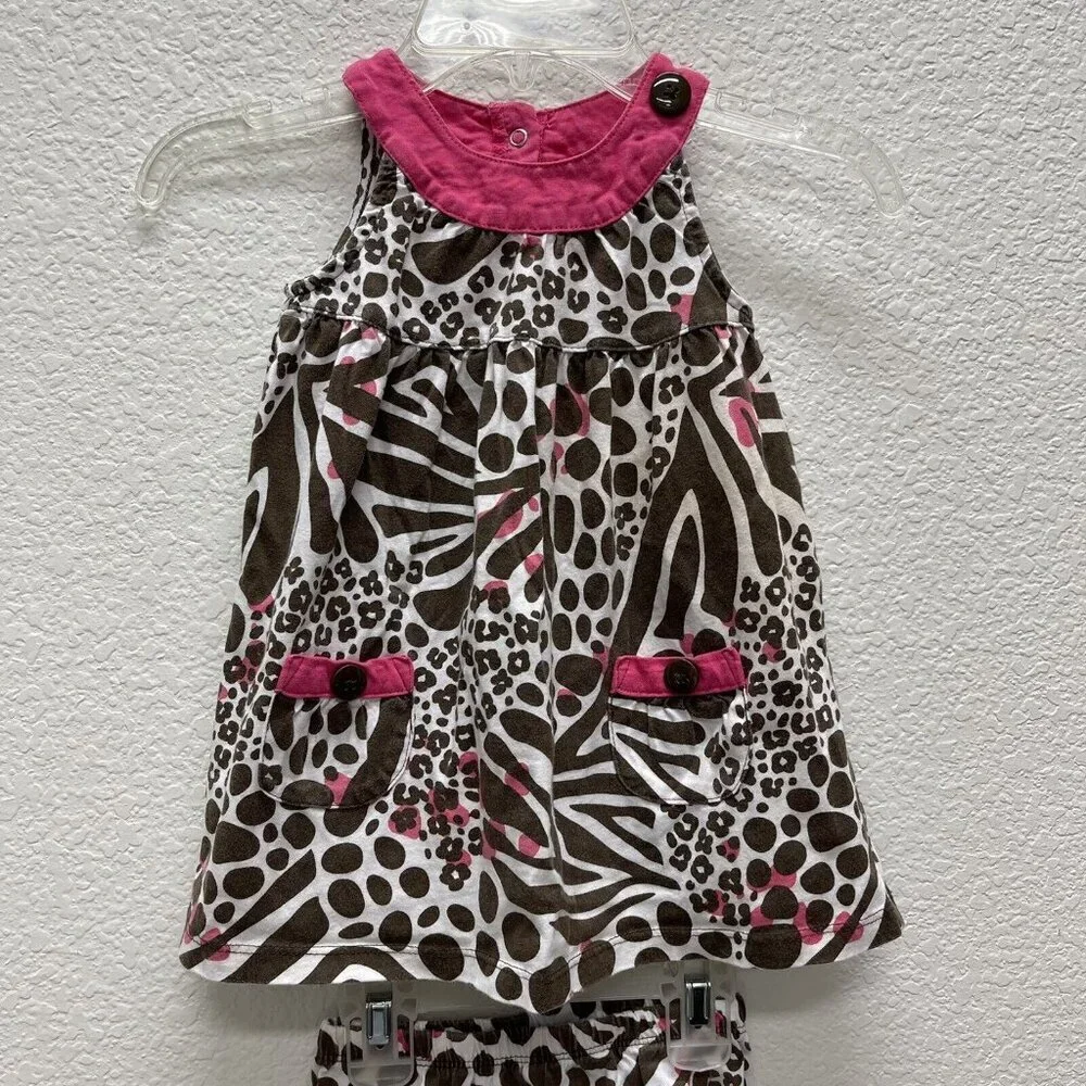 Carter’s Girls Size 24 Months Brown Pink Animal Cheetah Sleeveless 2pc - Picture 3 of 7